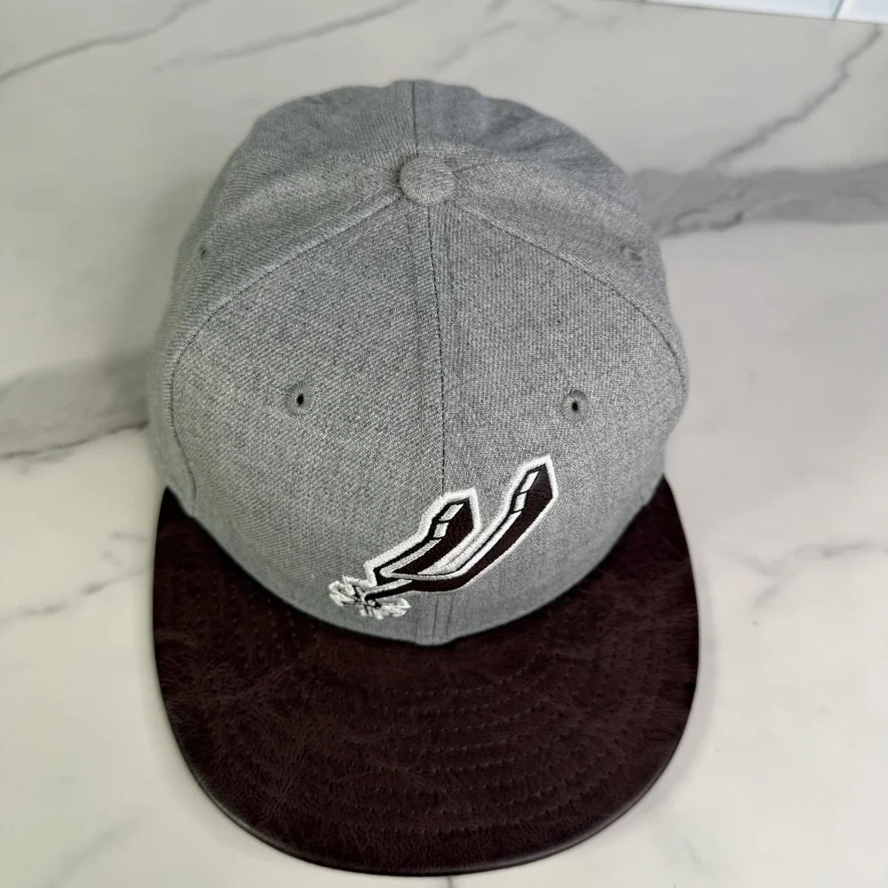 San Antonio Spurs Hat Cap Snap Back Mens Large Gray Brown NBA Wool Blend New Era